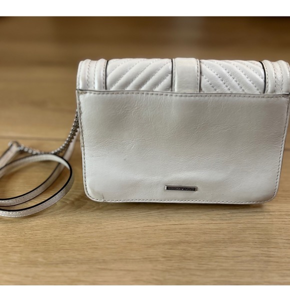 Rebecca Minkoff Love Crossbody Bag White Chevron Leather Silver Hardware - Picture 6 of 10